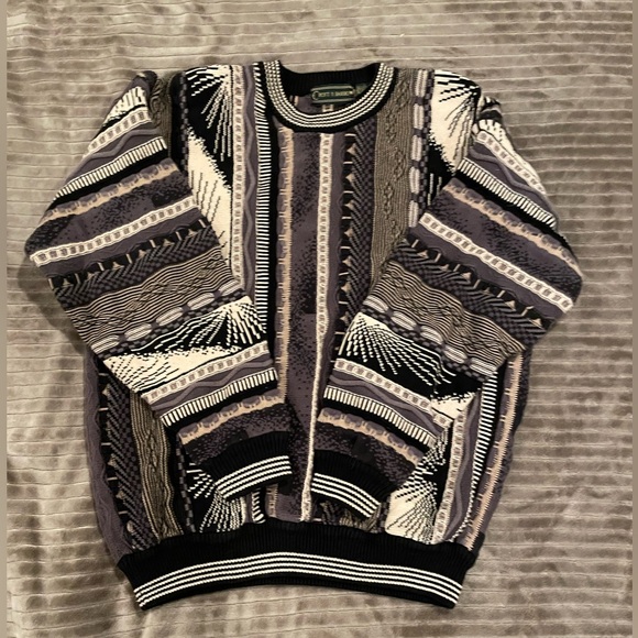 Croft & Barrow Vintage Coogi Style 3D Textured Sweater Grey Black Size Large - Picture 8 of 12